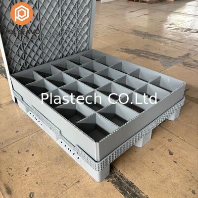 Scatola con coperchio per pallet in plastica per carichi pesanti