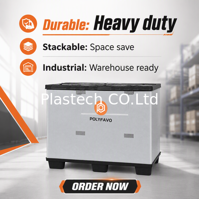 Cassetta Pallet Pieghevole per Stoccaggio Magazzino e Trasporto Logistico, Contenitore Sfuso Pieghevole Heavy Duty, Impilabile con Coperchio