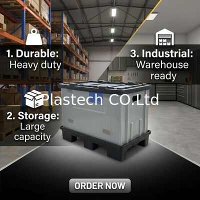Cassetta Pallet Riutilizzabile, Contenitore Sfuso Pieghevole Spessore Parete 10mm 12mm, Carico Statico 500kg Carico Dinamico 300kg Colore Personalizzato