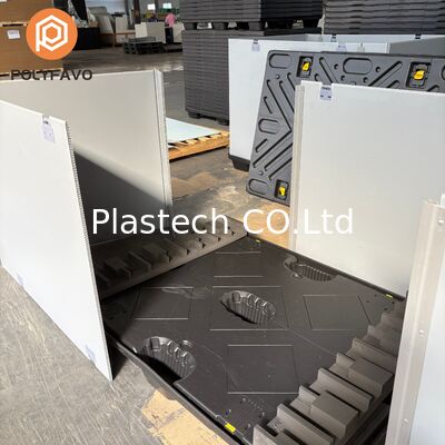 Scatola di pallet pieghevole con rivestimento EVA, due pannelli di coaming di tipo C con disegno spliced, scatola a manica pieghevole con base di pallet in plastica
