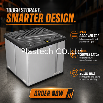 Contenitore con Base in Plastica per Pallet, Collapsibile, Riutilizzabile, con Rivestimento Interno in EVA e Coperchio a Due Lati